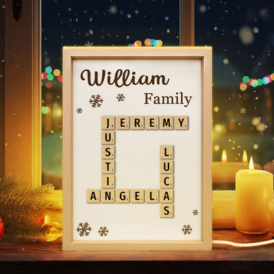 Family Crossword - Personalized Light Box - Christmas Gift for Family, for Wife, for Husband