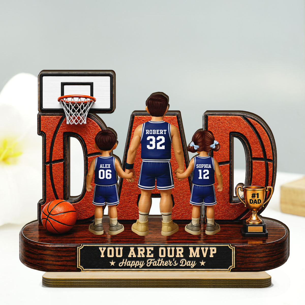 Basketball Dad Legend You Are Our MVP - Personalized 2-Layered Wooden Plaque - Unique Trending 2026 Father's Day Gift For Dad, Husband, Basketball Fans
