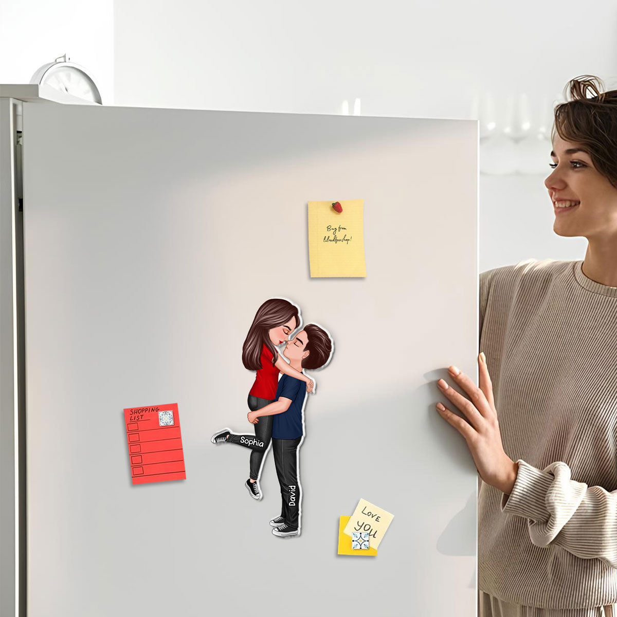 Couple Hugging Kissing Personalized Acrylic Fridge Magnet, Heartfelt Gift For Couple, For Him, For Her, Boyfriend, Girlfriend, Husband, Wife