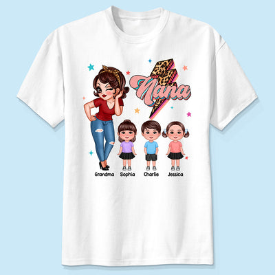 Grandma Retro Leopard Lightning Personalized Shirt