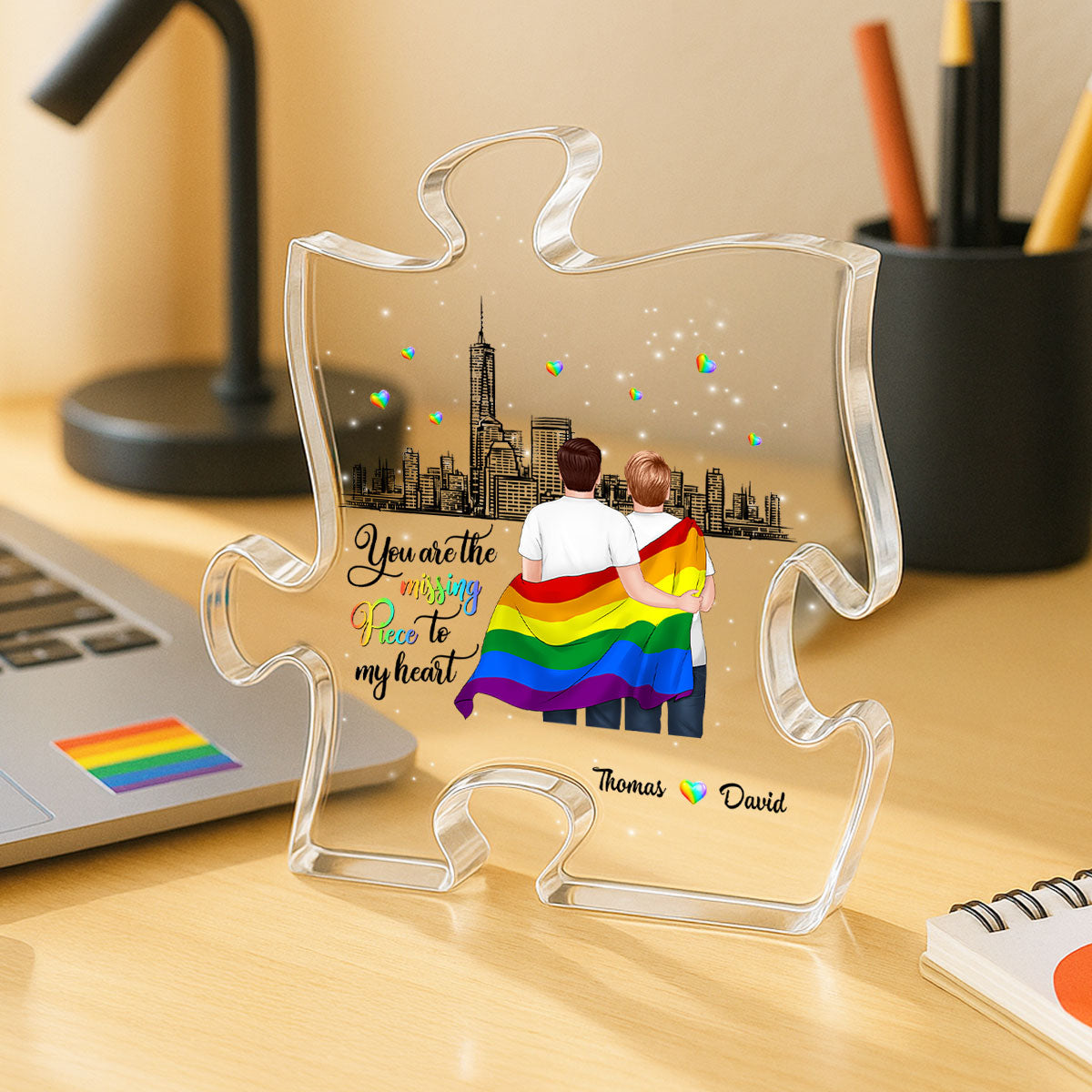 Pride Month LGBT Couple You Are My Missing Piece Personalized Puzzle Acrylic Block Plaque