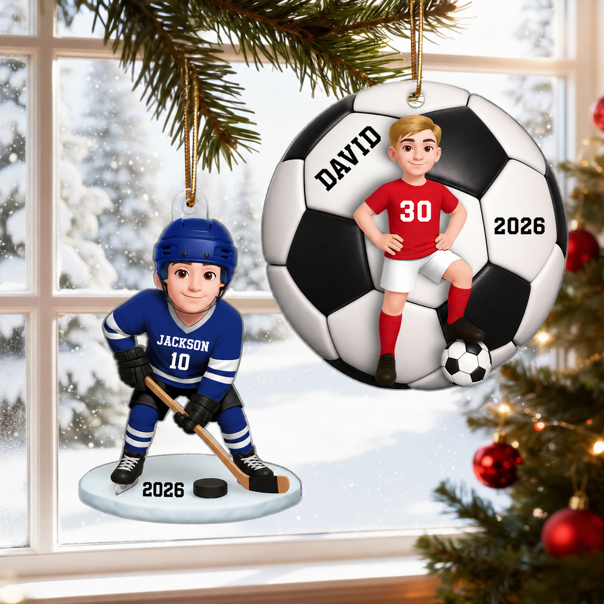 3D Effect Sport Boy Girl - Personalized Acrylic Ornament - Christmas Gift for Daughter or Son