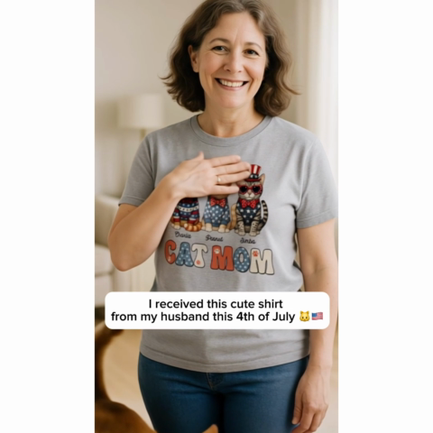 Retro Vintage Cat Mom 4th Of July Personalized Shirt