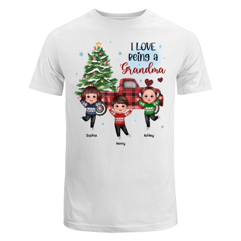 Love Being A Grandma Nana Happy Doll Kids By Christmas Truck Personalized Shirt