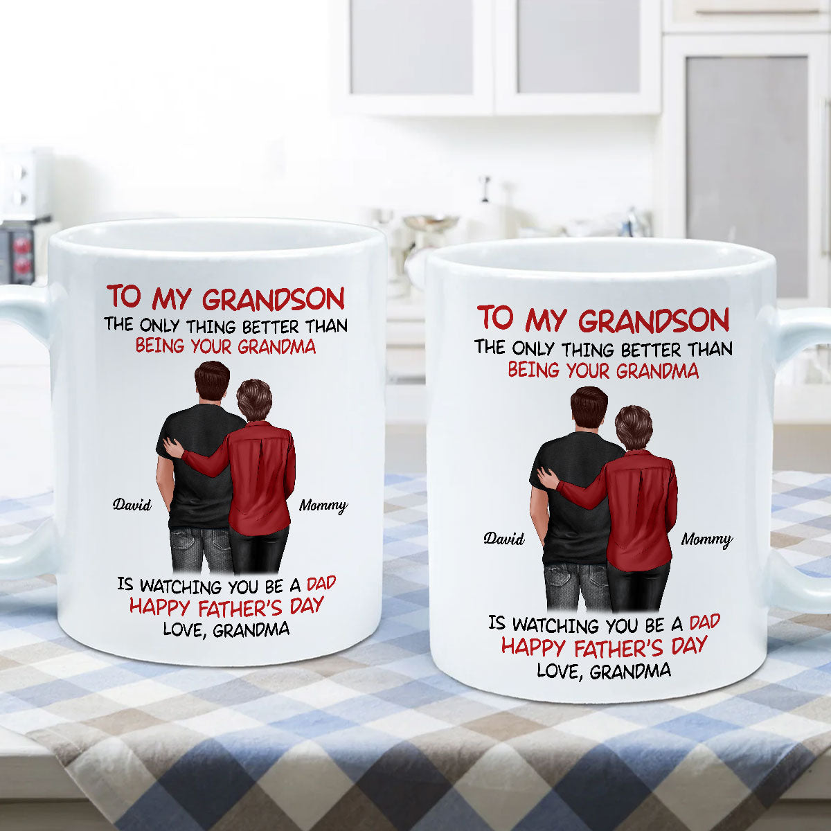 To My Grandson From Grandma Happy Father‘s Day Back View Personalized Mug