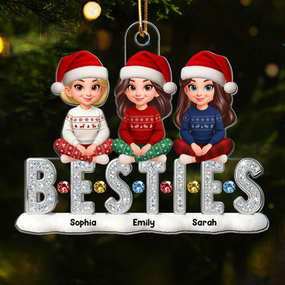 3D Shinning Effect Besties Friends Christmas - Personalized Acrylic Ornament - Gift For Best Friends