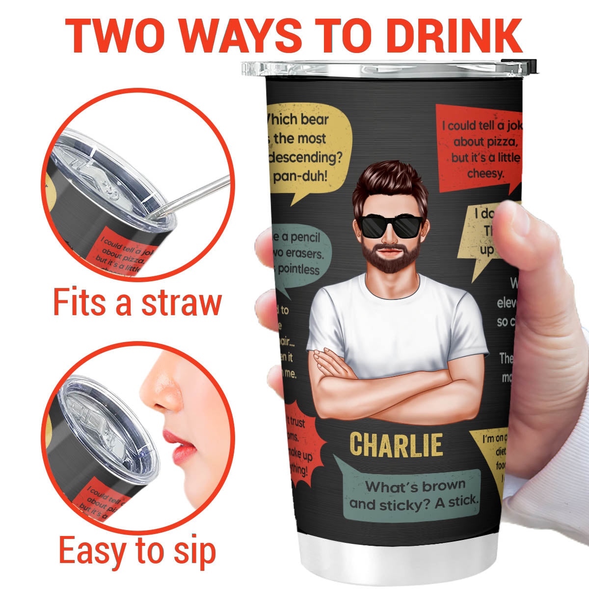 I Keep All My Dad Jokes In My Dad-A-Base Funny Dad Jokes Gift For Men Personalized Tumbler