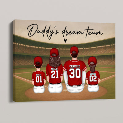 Retro Vintage Baseball Family Daddy's Dream Team Personalized Wrapped Canvas| Unique Father's Day Gift For Dad