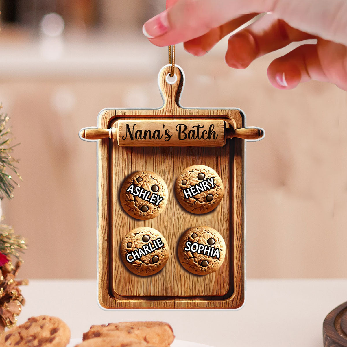 3D Effect Grandma's Batch Cookies Cutting Board Christmas Personalized Acrylic Ornament