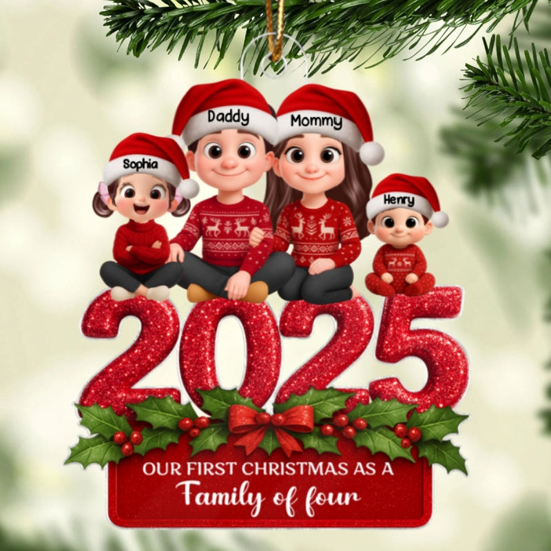 First Christmas as a Family of Three, Four - Personalized Acrylic Ornament - Christmas Gift for Family