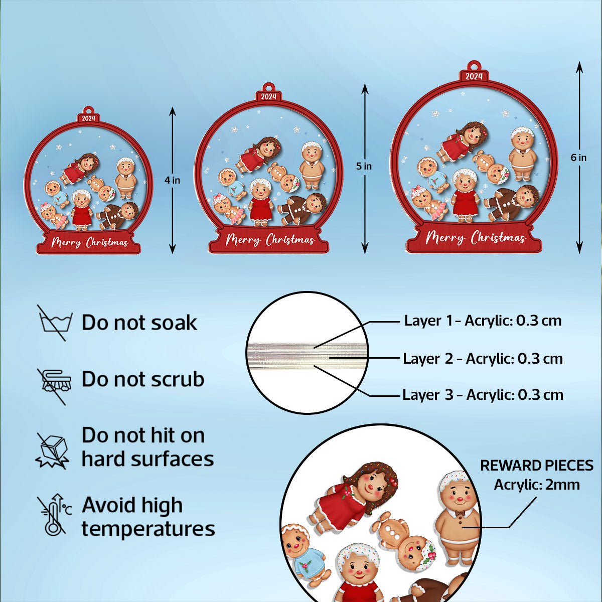 Gingerbread Cookies Family Personalized Shaker Ornament, Christmas Gift