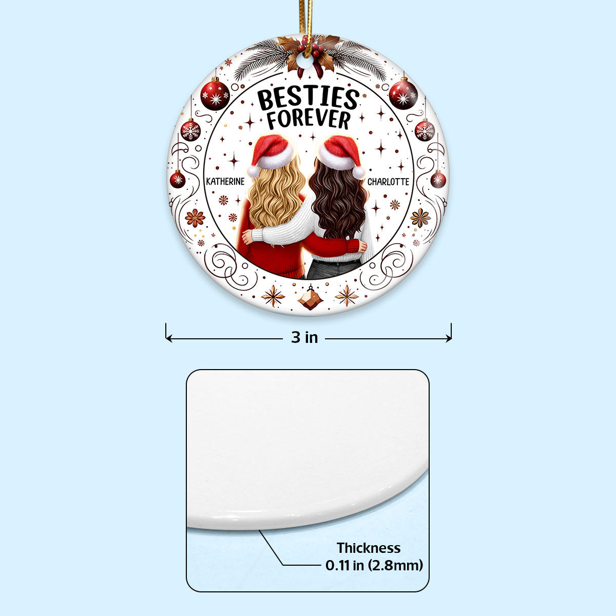 Personalized Besties Forever Ornament – Cheerful Holiday Warmth and Joy
