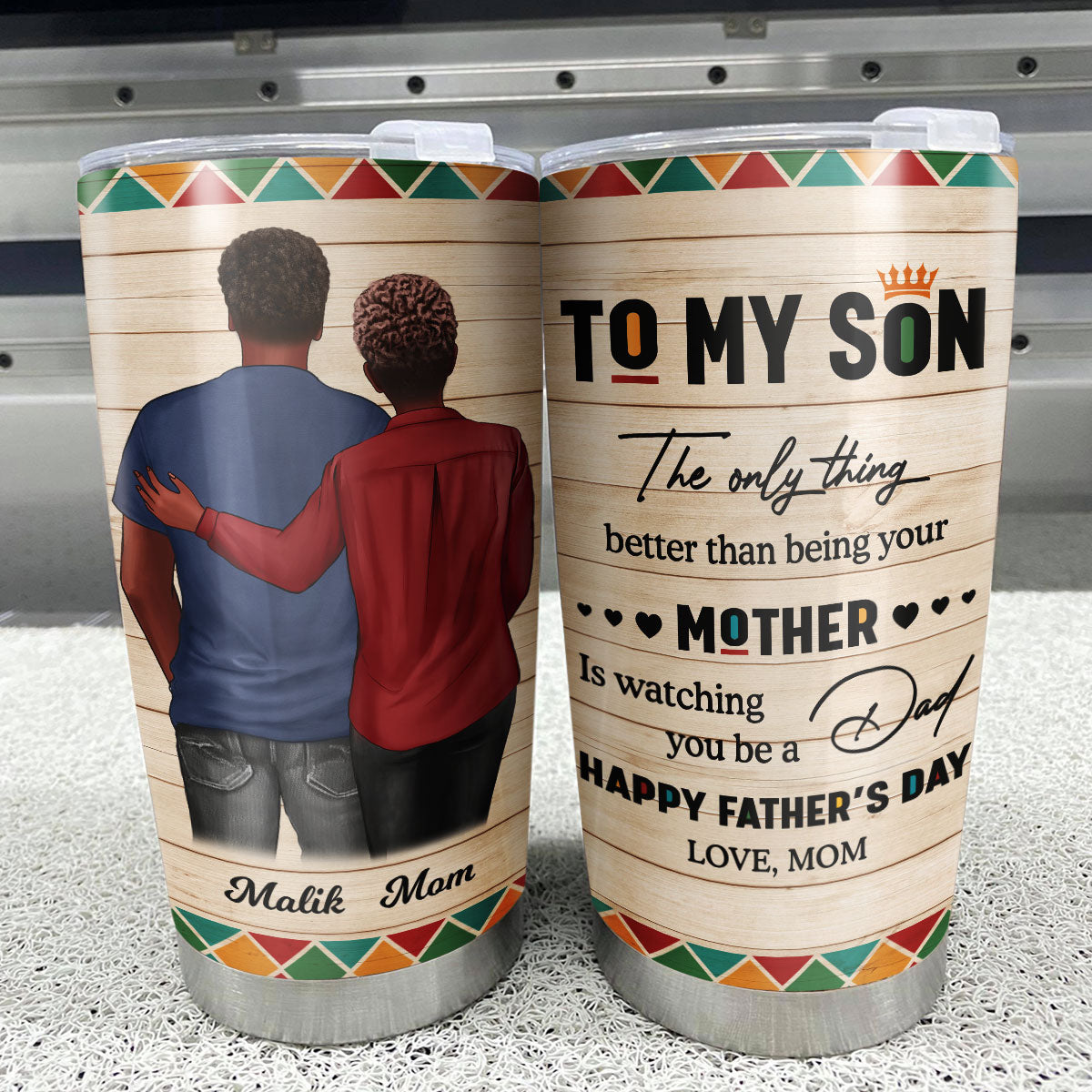 To My Son From Mom Dad Happy Father's Day Black Pride Personalized Tumbler