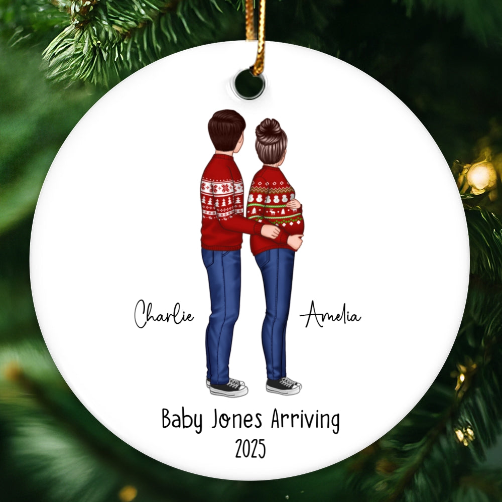 Custom Maternity Ornament, Personalized Expectant Parents, Pregnancy Announcement