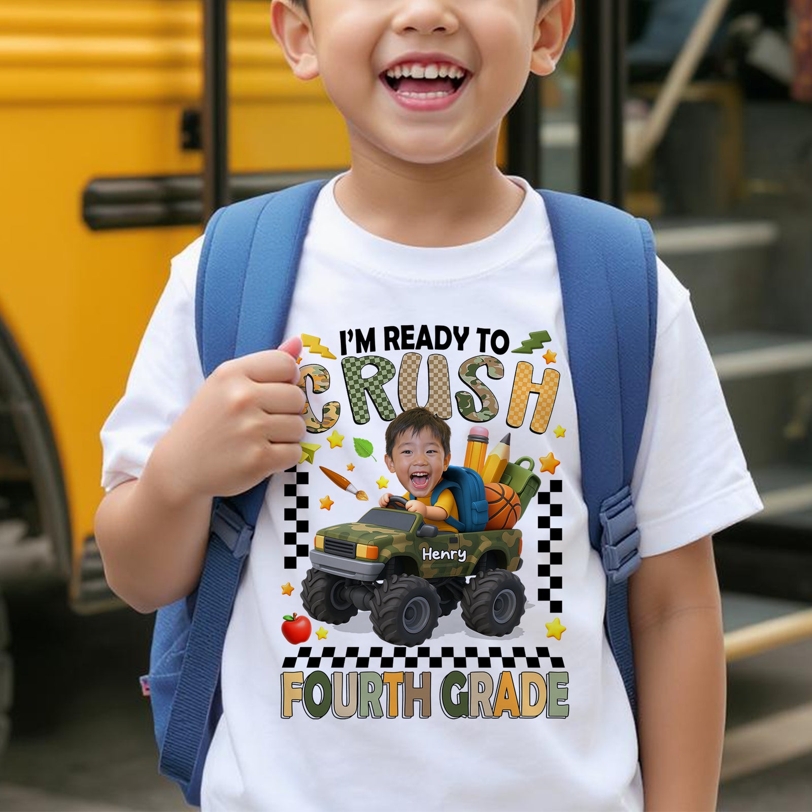 I'm Ready to Crush School Personalized Youth Shirt, Back to School from Pre-K to Fourth Grade for Boys