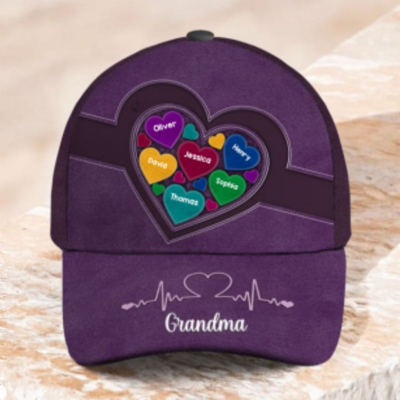 Grandma Mom Hearts In Heart Personalized Classic Cap, Mother's Day gift for Moms, for Grandmas