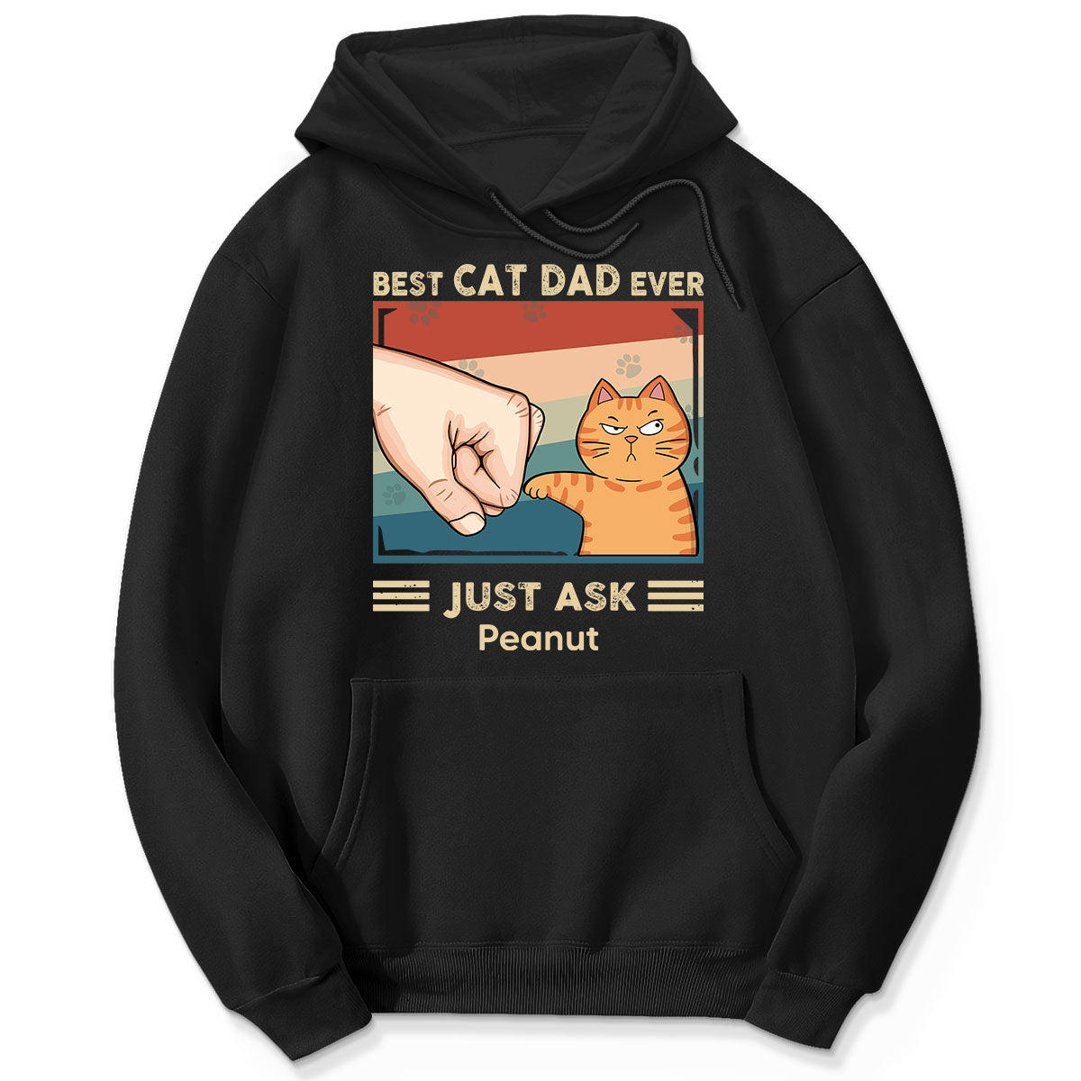 Retro Best Cat Dad Ever Fist Bump Funny Cute Cats Personalized Shirt