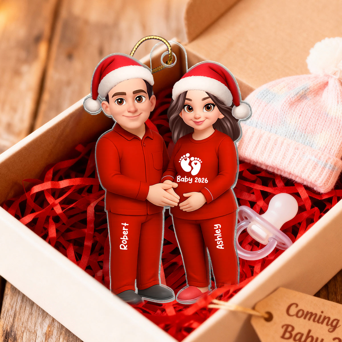 Expecting Parents Christmas Pregnancy Baby Arriving - Personalized Acrylic Ornament