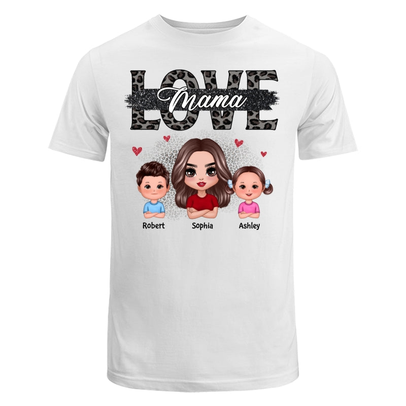 Mom Grandma Black Leopard Cut Through Personalized Shirt