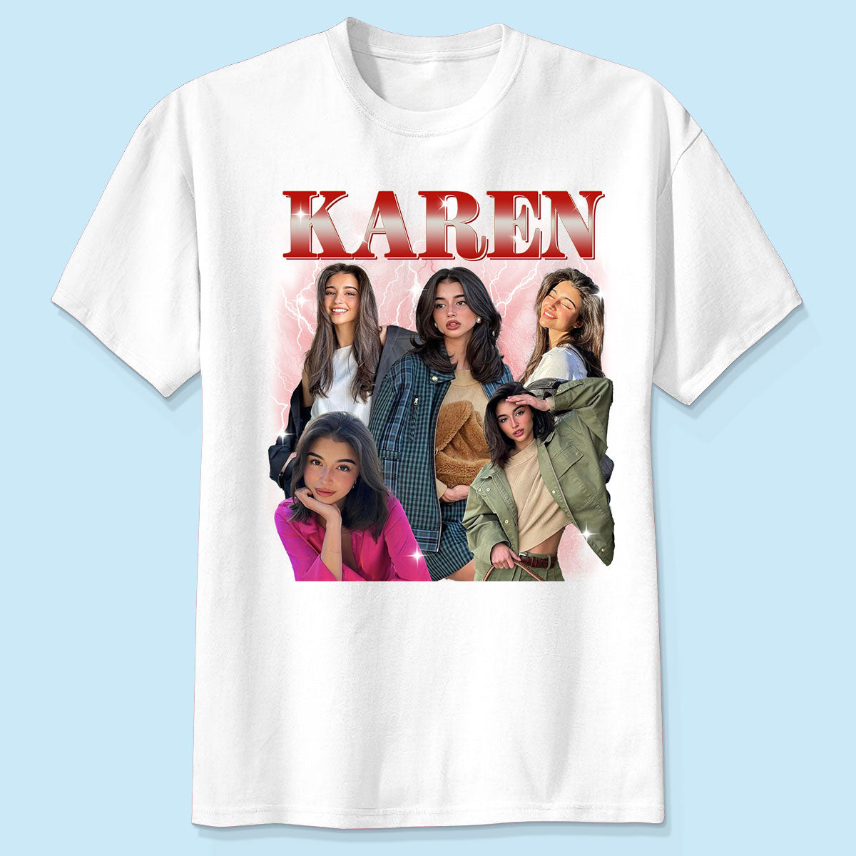 Custom Photo Bootleg Girlfriend 6 Face 90s Retro Vintage T-Shirt, Shirt with Face on It for Boyfriend Birthday Gift, Pictures Tee for Couple