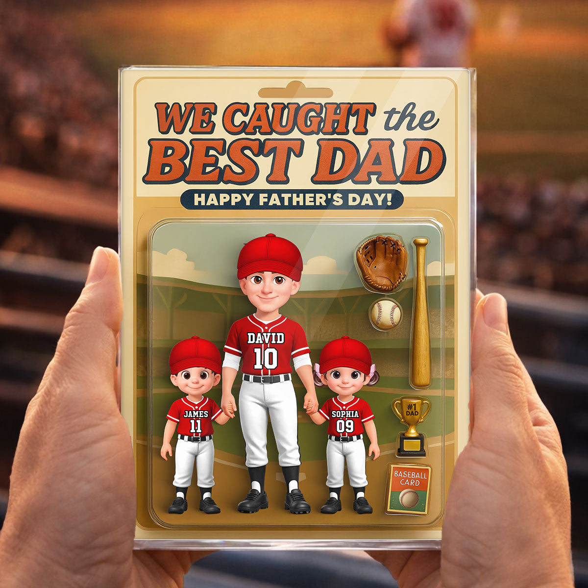 Baseball Things We Caught The Best Dad - Personalized Acrylic Block Plaque - Father's Day Gift For Baseball Dad