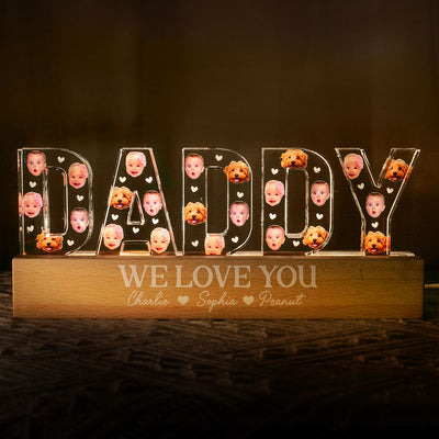 Daddy Custom Face Photo Personalized LED Night Light, Gift For Dad