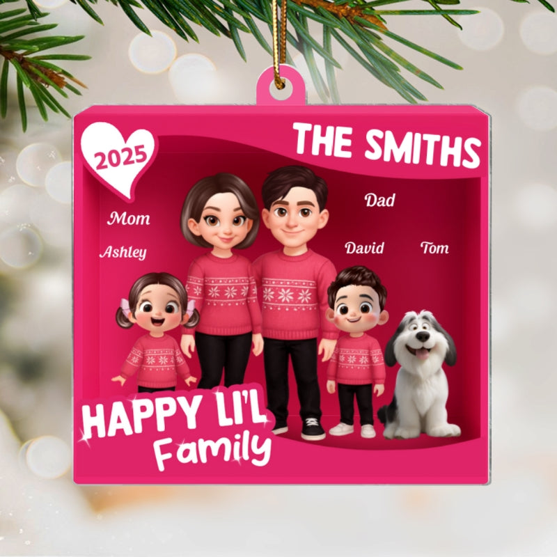 Family 3D Action Figure Toy Box - Personalized Acrylic Ornament - Christmas Gift For Family, Husband, Wife