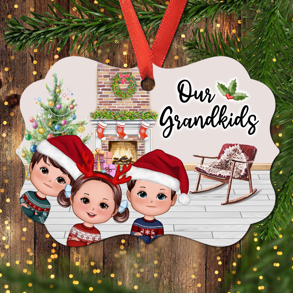 Our Grandkids Christmas Peeking Doll Kids Gift For Grandma Grandpa Personalized Christmas Ornament