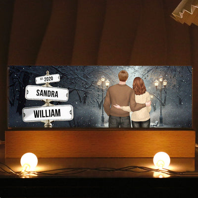 Winter Days Crossroads Street Sign Couple AcrylicLED Night Light For Couples, Best Personalized Gift For Couples, Cozy House Bedroom Decor For Couples, Best Valentines Day Gift for Girlfriend, For Boyfriend