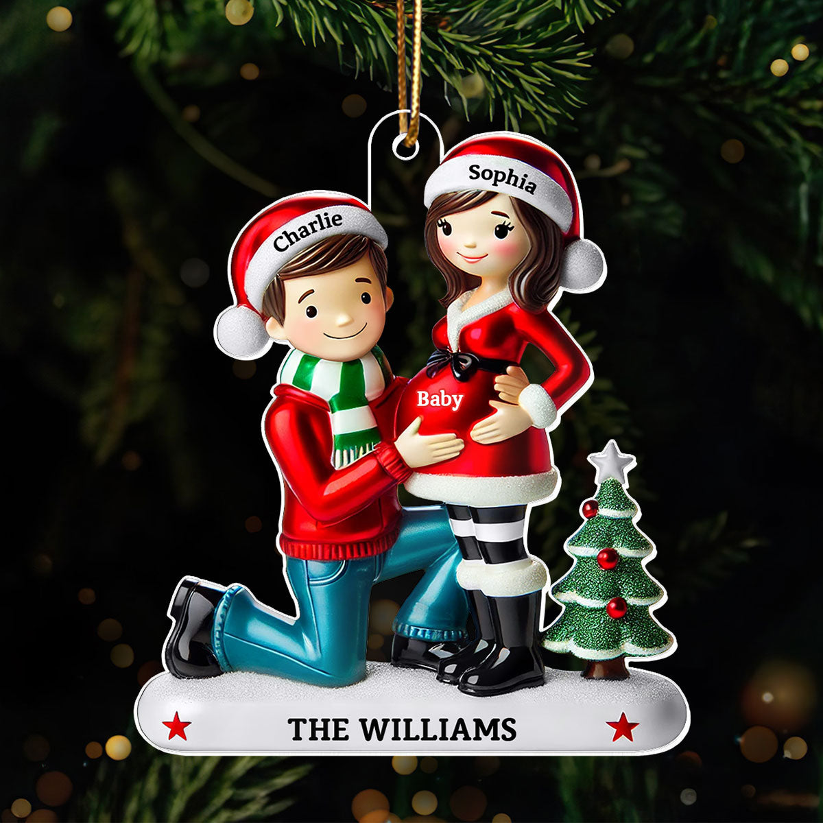 Pregnancy Ornament, Personalized We're Expecting Parents, Pregnant Christmas Ornament, Mom and Dad to Be Gift