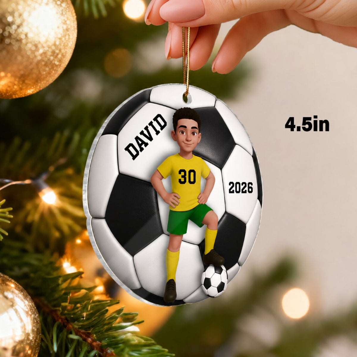 Soccer Girl Boy 3D Effect - Personalized Acrylic Ornament