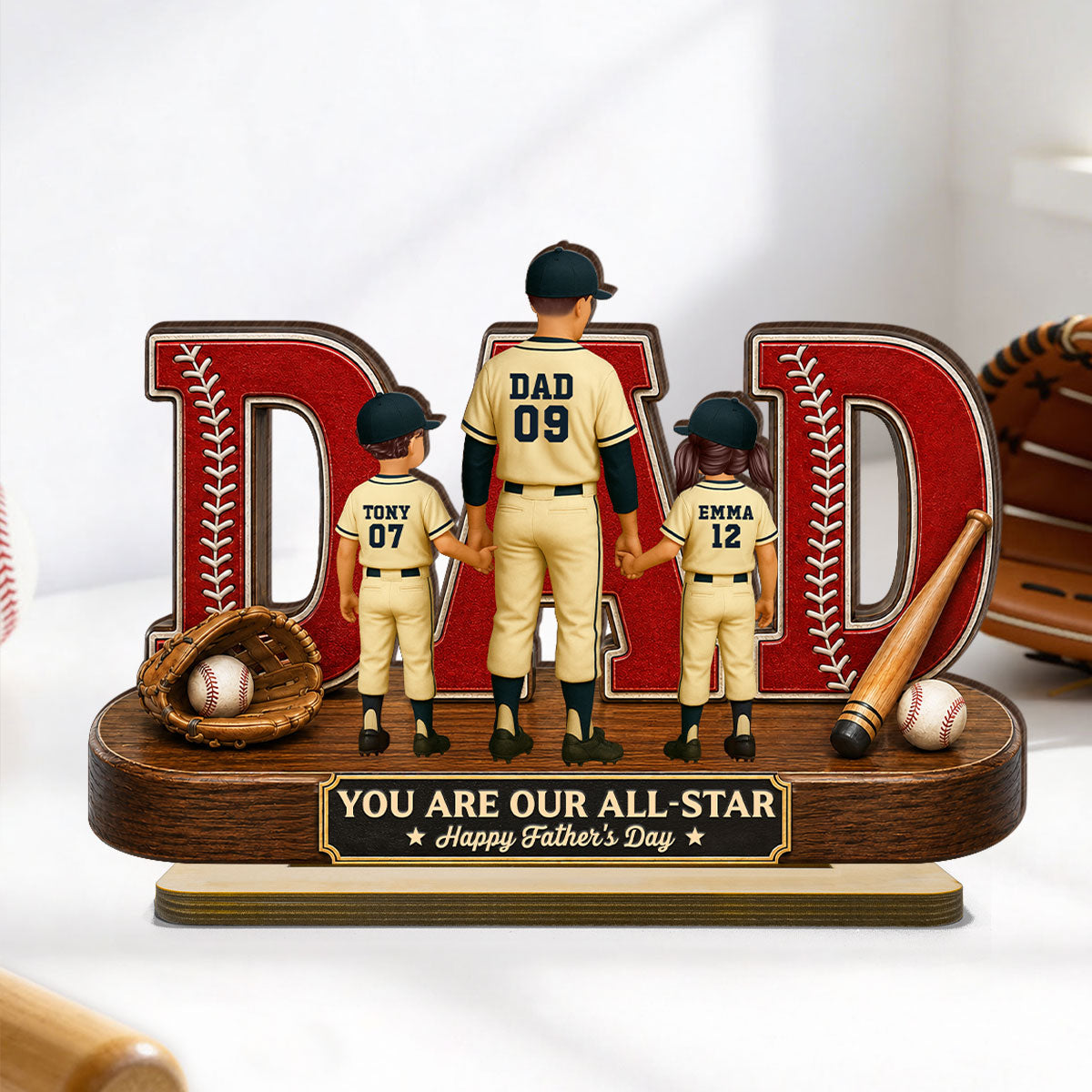 Baseball Dad Legend We Caught The Best Dad - Personalized 2-Layered Wooden Plaque - Father's Day Gift For Dad
