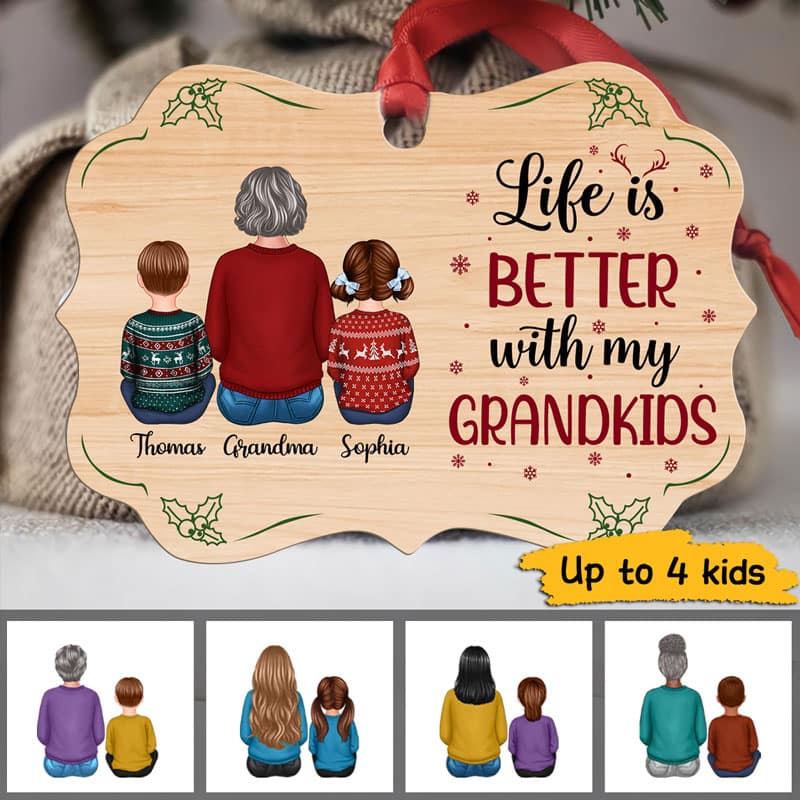 Grandma Life Is Better With Grandkids Personalized Christmas Ornament