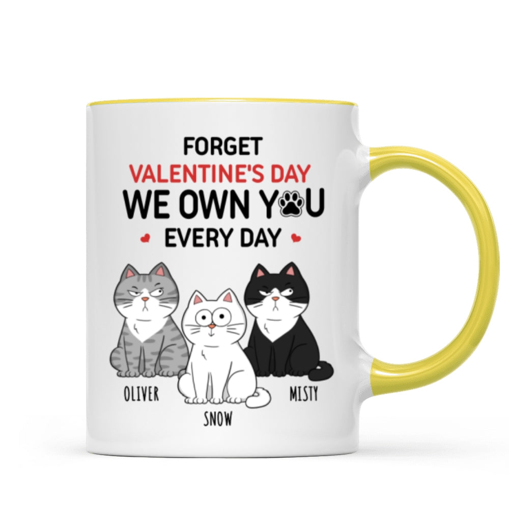 Forget  We Own You Everyday Funny Personalized Mug for Cat Moms, Cat Dad