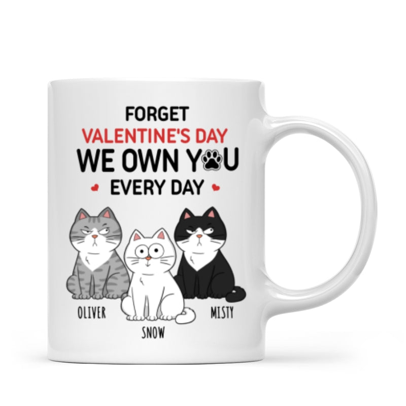 Forget  We Own You Everyday Funny Personalized Mug for Cat Moms, Cat Dad