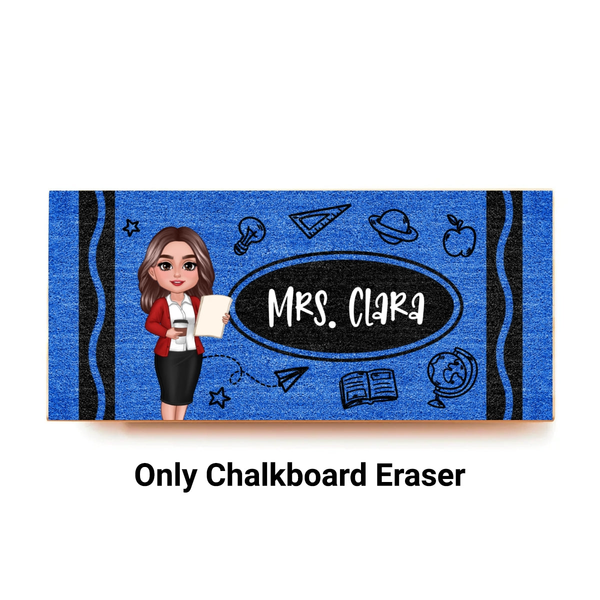 Teacher Crayon Pattern Personalized Chalkboard/Whiteboard Eraser with Marker, Teacher Appreciation Gift, Back To School Gift