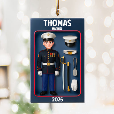 Marines Action Figure 3D Effect Personalized Acrylic Ornament - Special Gift For The Marines