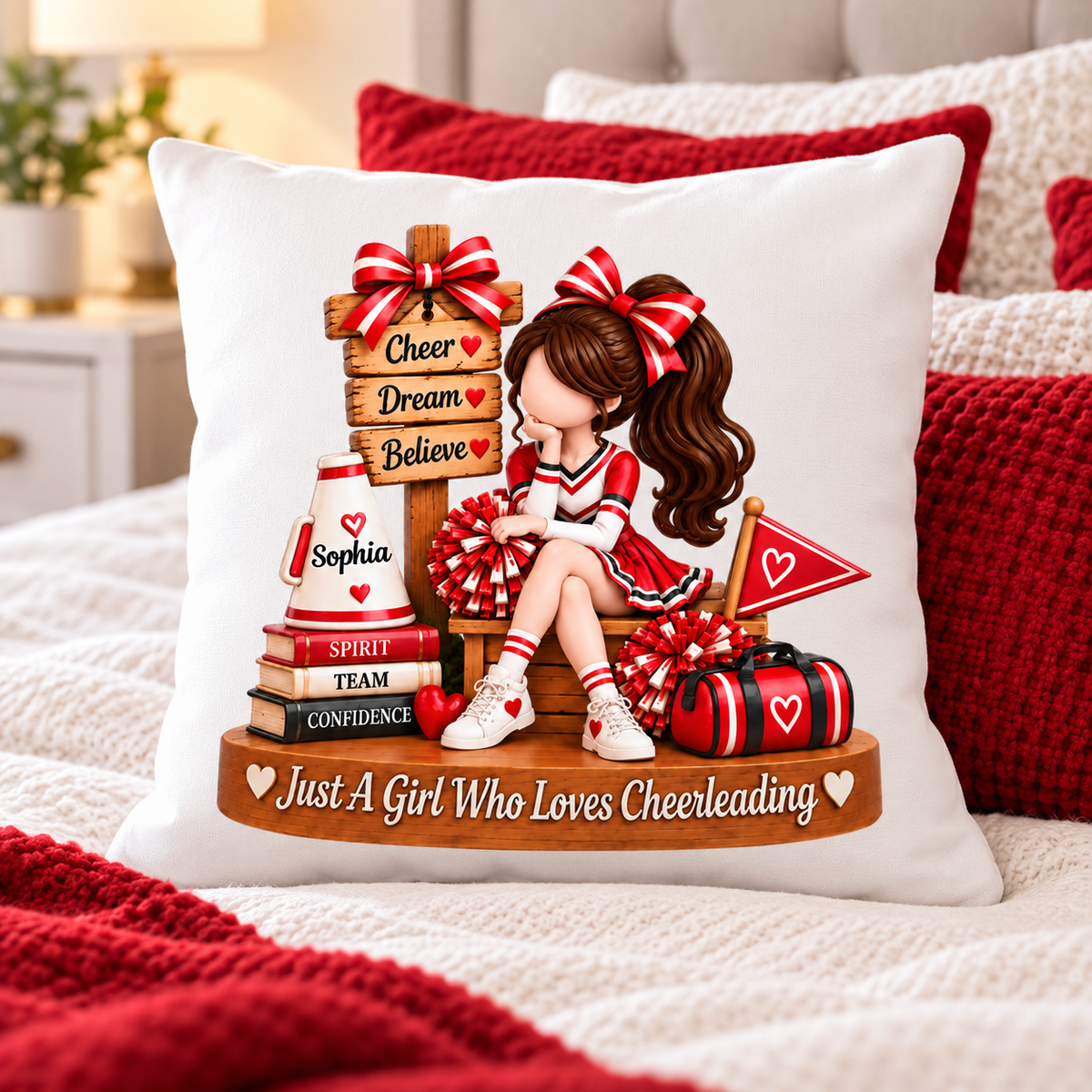 Just a Girl Who Loves Cheerleading - Personalized Pillow - Christmas Gift for Daughter, Granddaughter