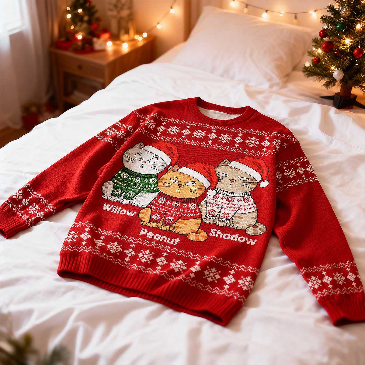 Christmas Funny Cats - Personalized Ugly Sweater - Gift For Cat Lovers, Cat Mom