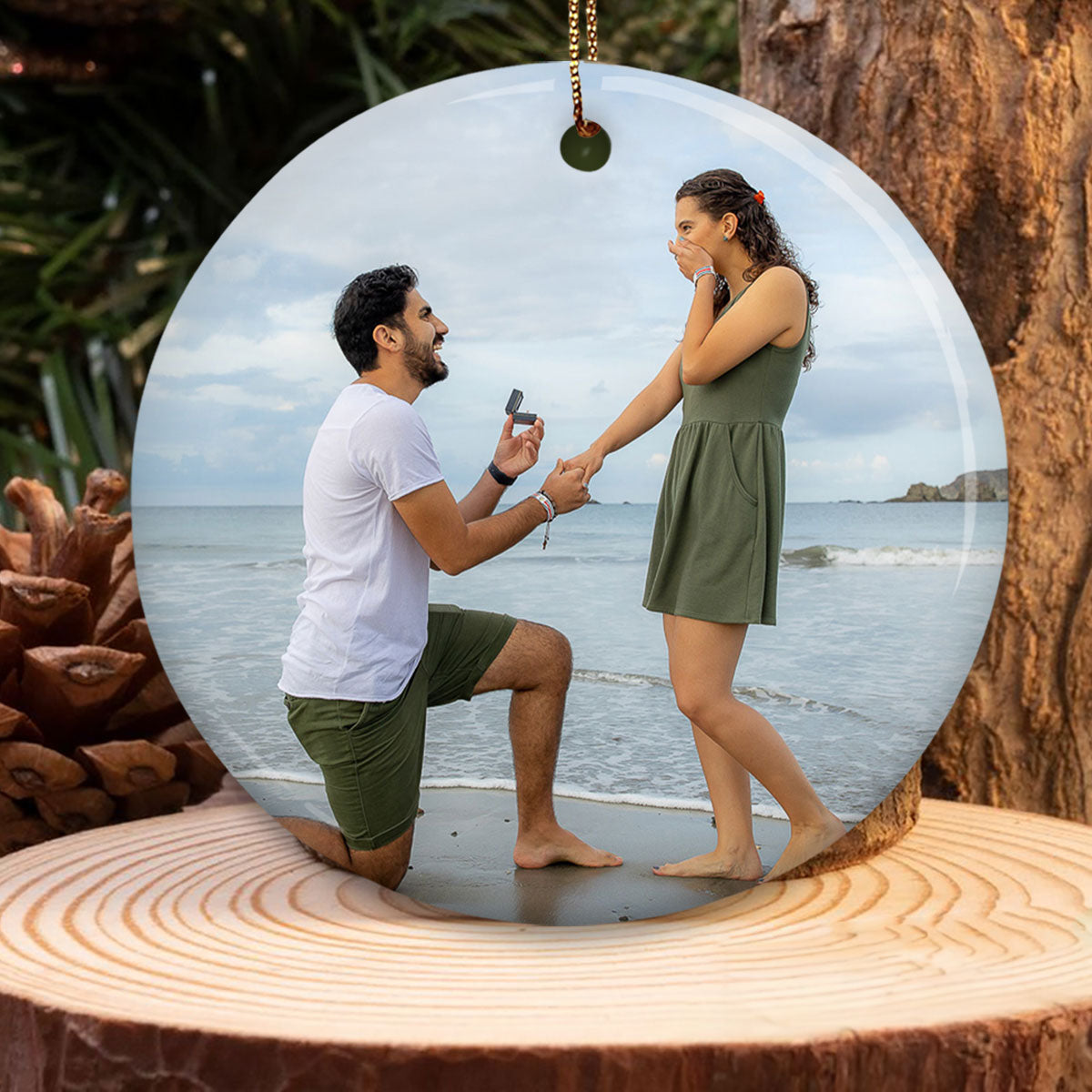 First Christmas Engaged Personalized Photo Ornament, Keepsake Engagement Gift Personalized Picture