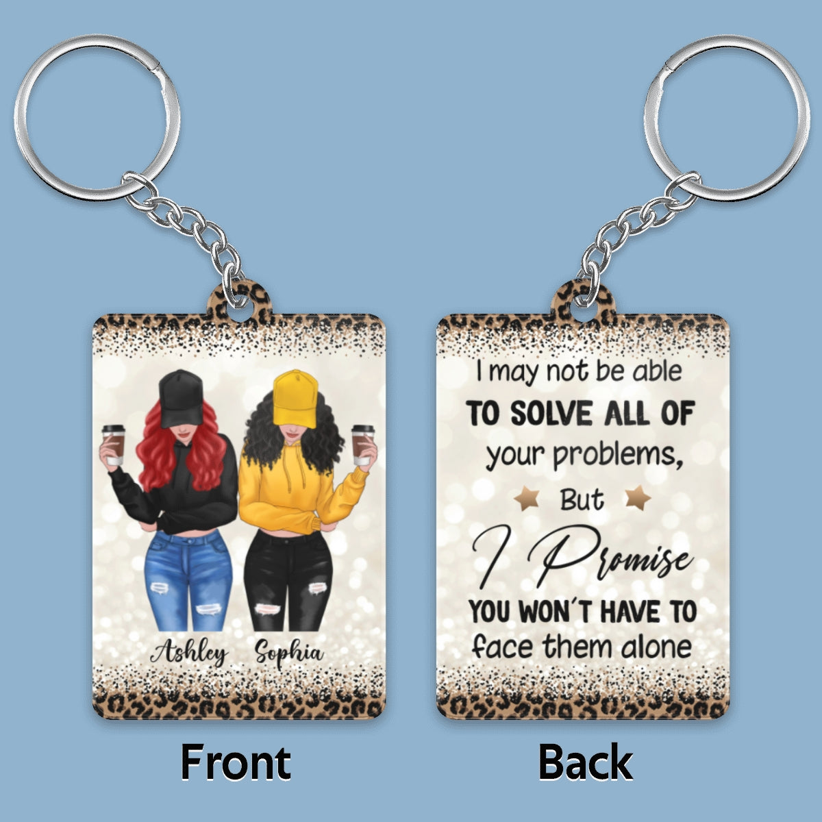 Leopard Front View Besties Personalized Acrylic Keychain