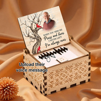 Custom Photo I Am Still Near Voice Message Upload - Personalized Wooden Music Box - Memorial Gift, Remembrance Keepsake