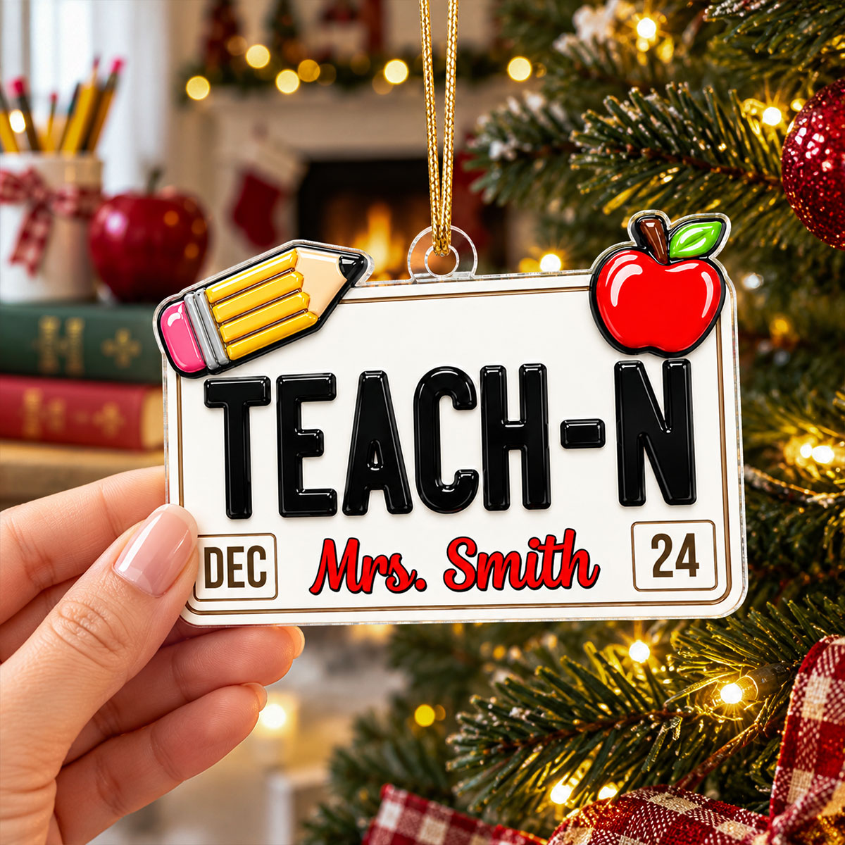 License Plate Nurse Teacher Bus Driver - Personalized Acrylic Ornament - Christmas Gift For Family, Coworker, Friends