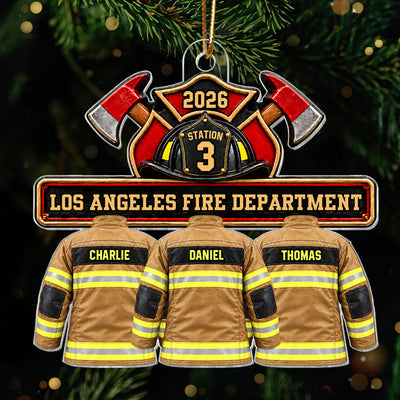 Firefighter Group Squad And Team - Personalized Acrylic Ornament - Christmas Gift For Firefighter Squad, Station, Department