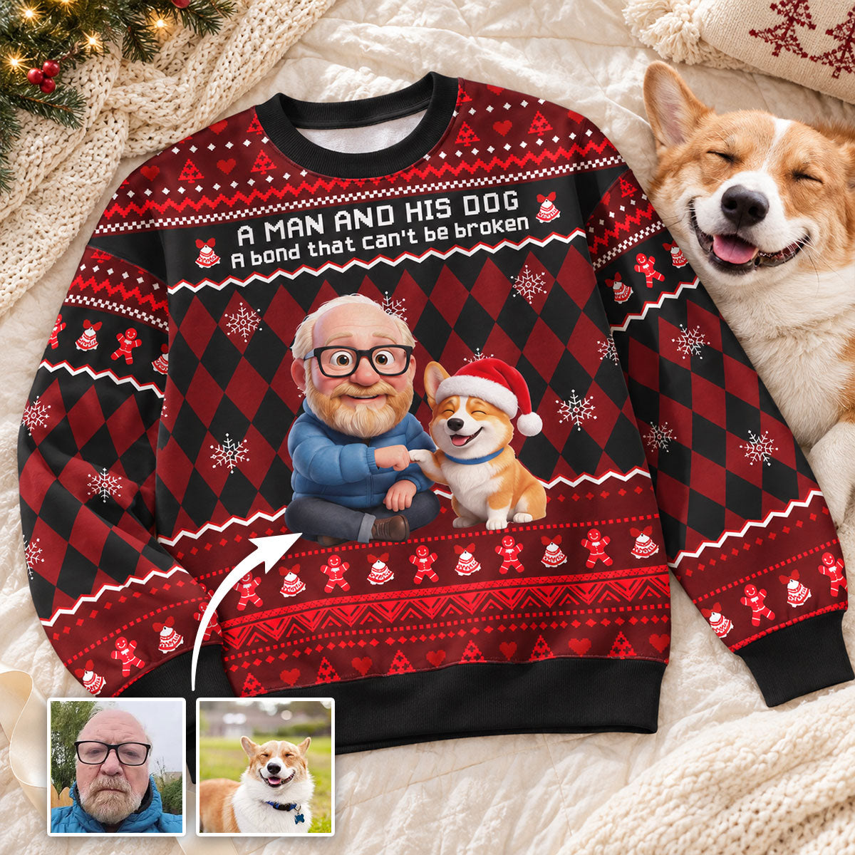 A Man and His Dog a Bond Can't be Broken - Personalized Sweatshirt - Funny Christmas Gift for Husband, Dad, Dog Dads
