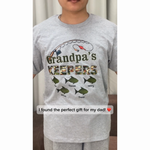Grandpa‘s Keepers Camouflage Pattern Fishing - Personalized Shirt - Gift For Grandpa, Dad