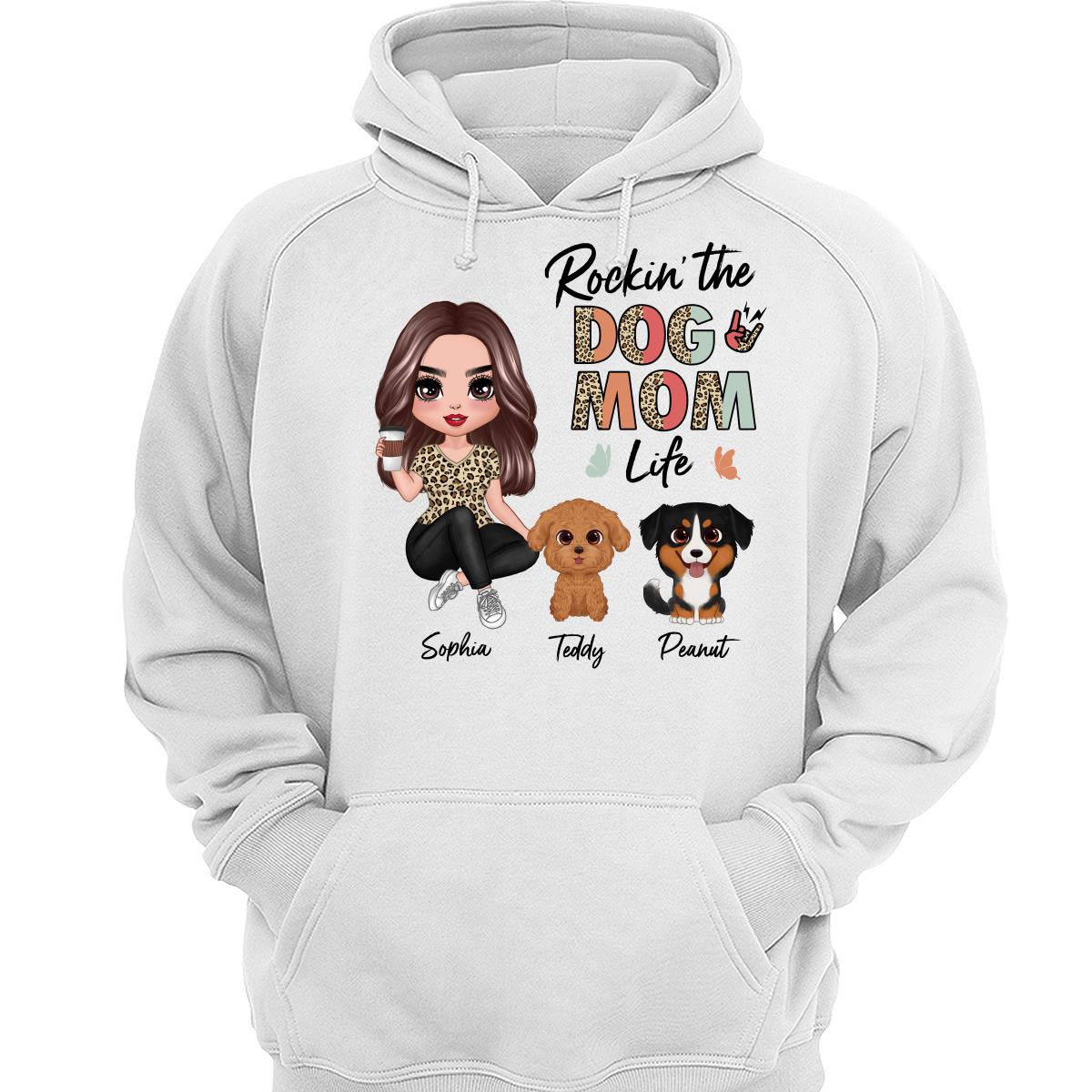 Rockin‘ Dog Mom Life Leopard Cute Watercolor Dog Personalized Shirt