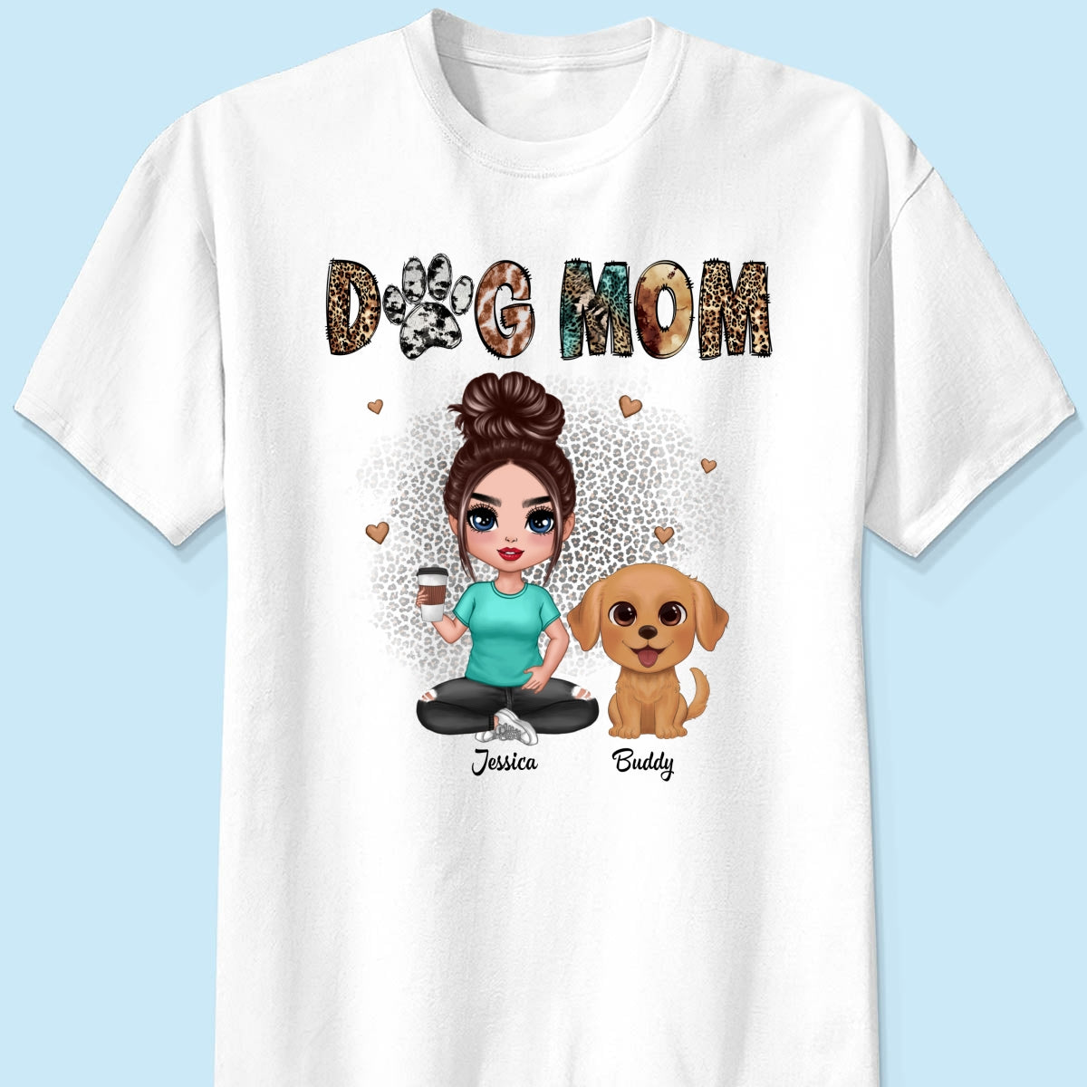 Animal Patterns Dog Mom Watercolor Cute Dogs Personalized Shirt