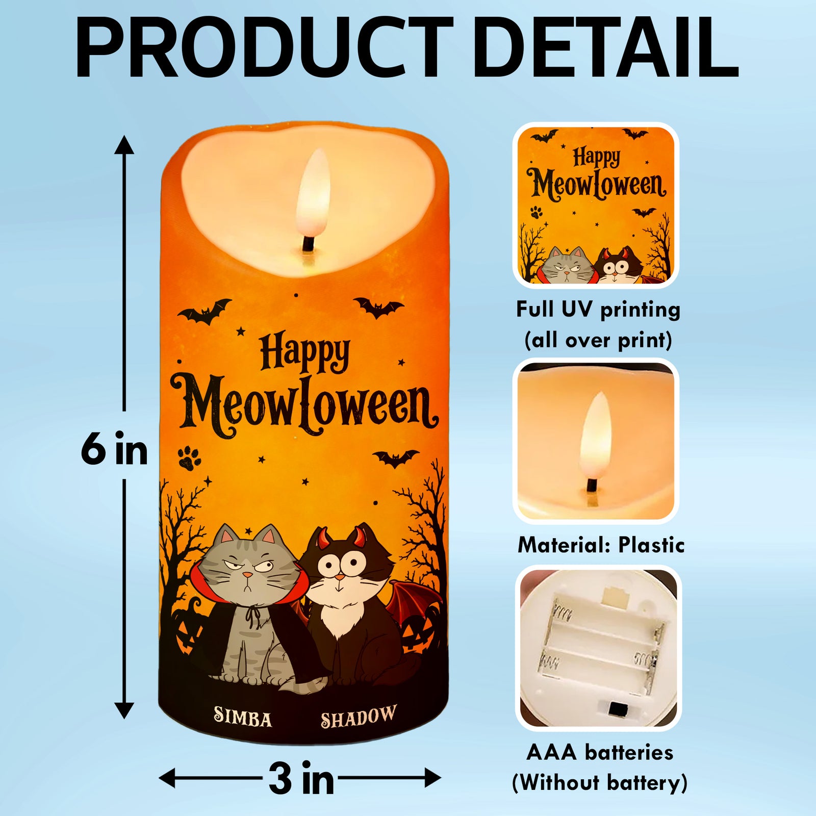 Cat Mom Happy Meowloween - Personalized LED Candle - Purrfect Halloween Decor for Cat Lover