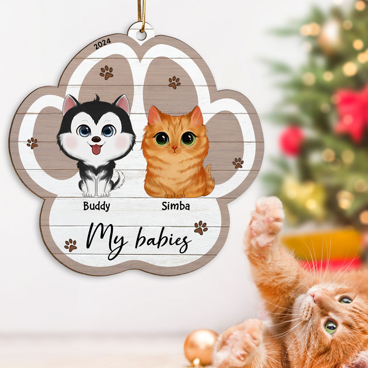 Merry Christmas Pet Lover Christmas Decor Personalized Wooden Ornament